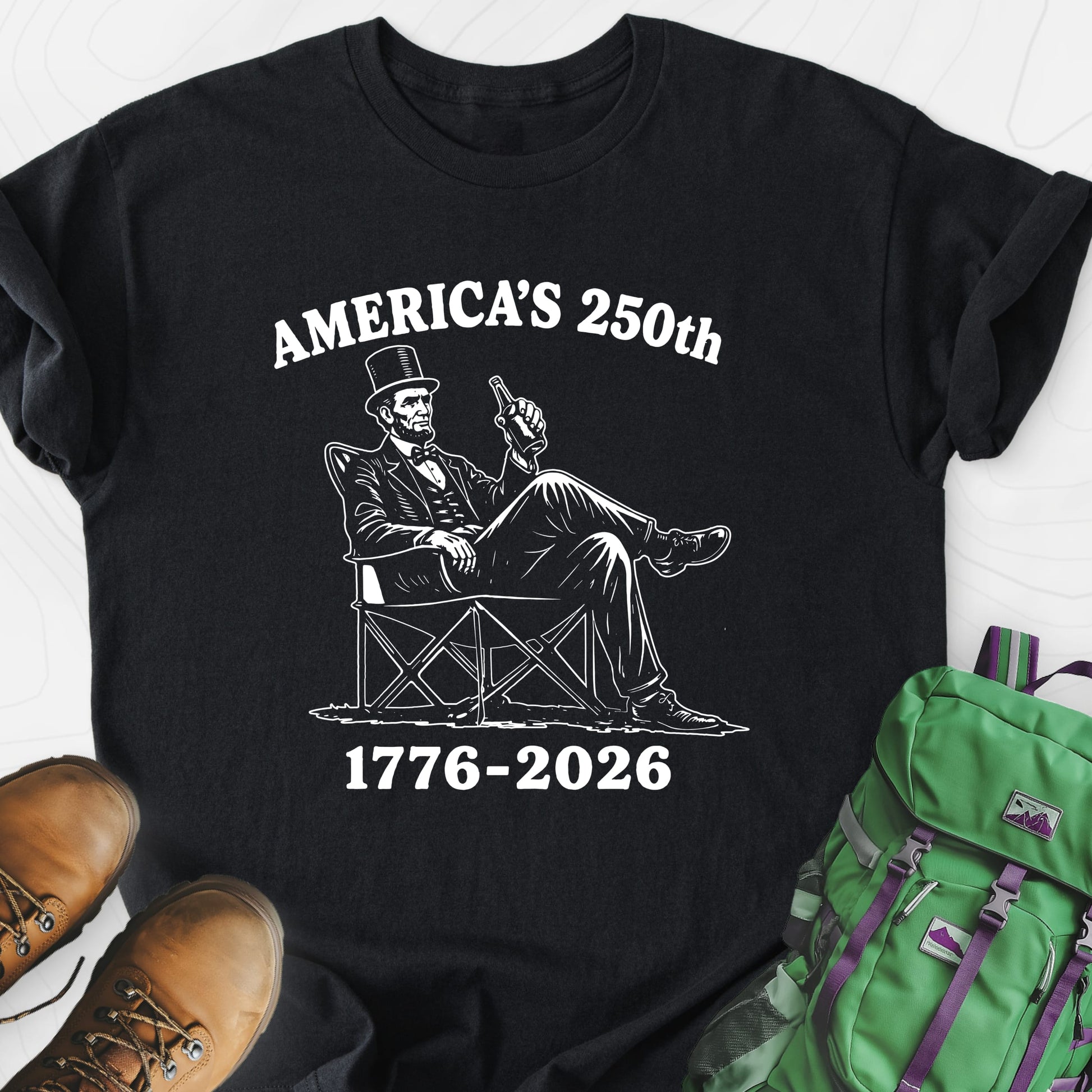 America’s 250th Lincoln Black front print lightweight T-shirt