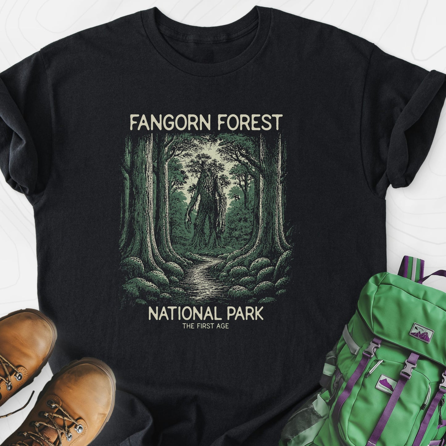 Fangorn Forest Black front print lightweight T-shirt