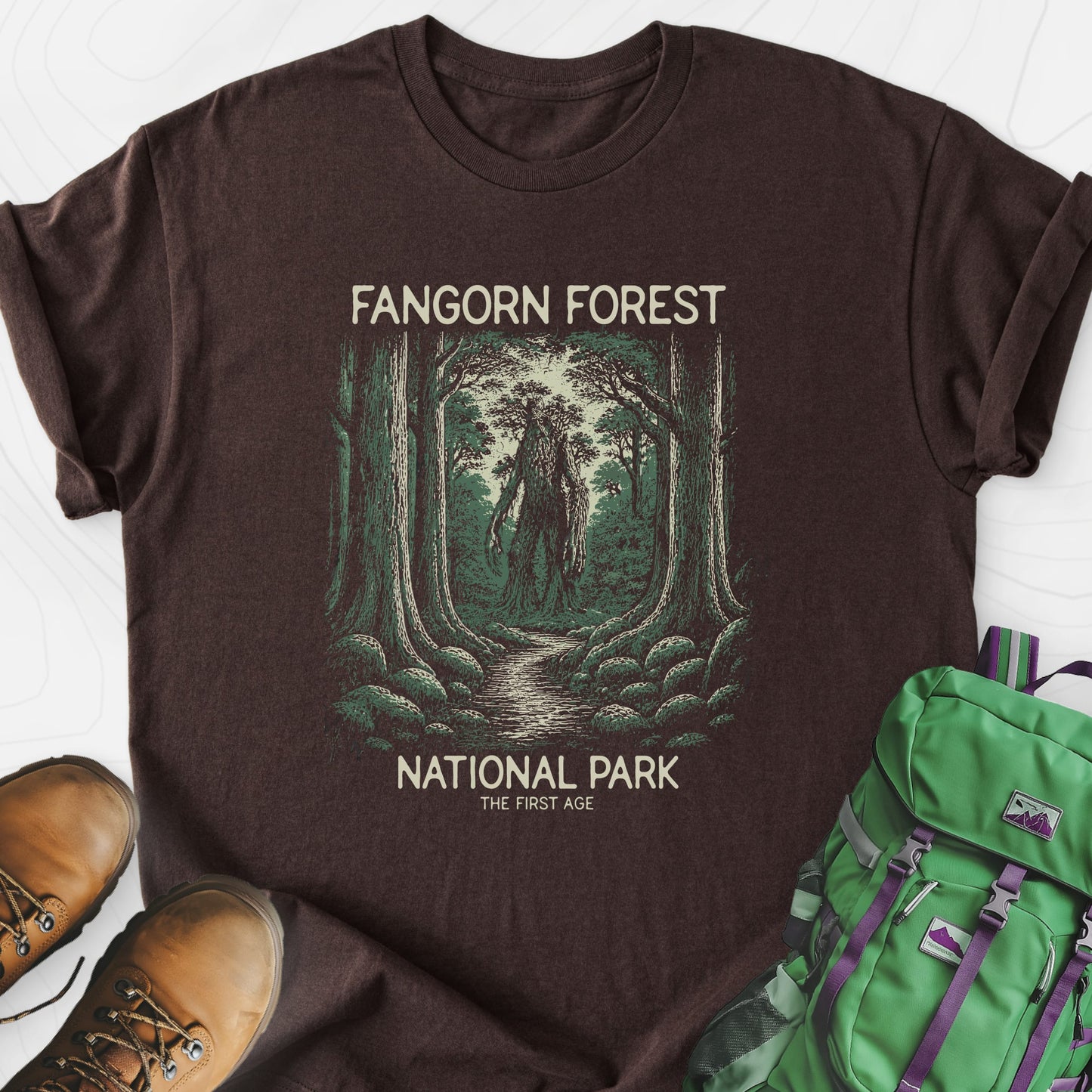 Fangorn Forest Dark Chocolate front print lightweight T-shirt