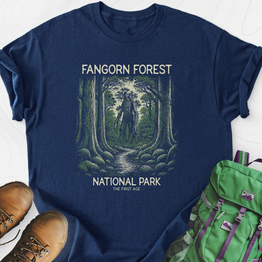 Fangorn Forest Navy front print lightweight T-shirt