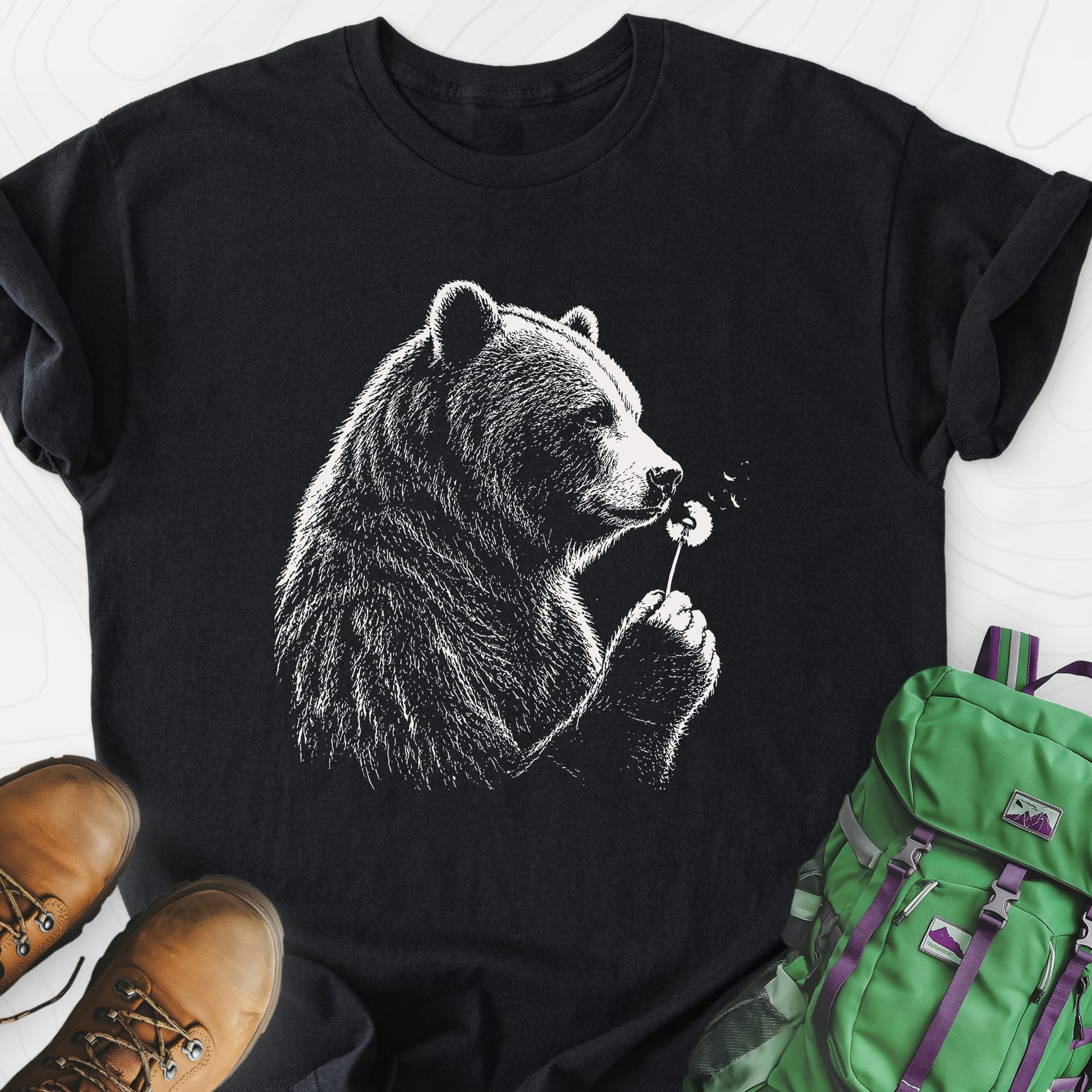 Bear Wish Black front print lightweight T-shirt
