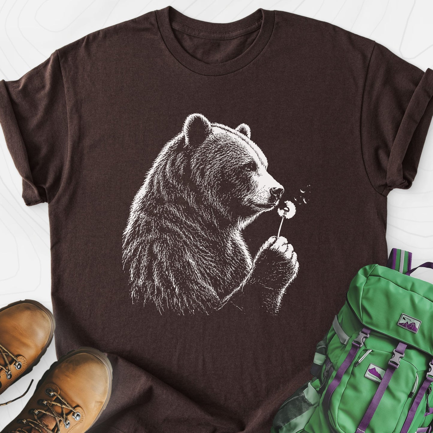 Bear Wish Dark Chocolate front print lightweight T-shirt