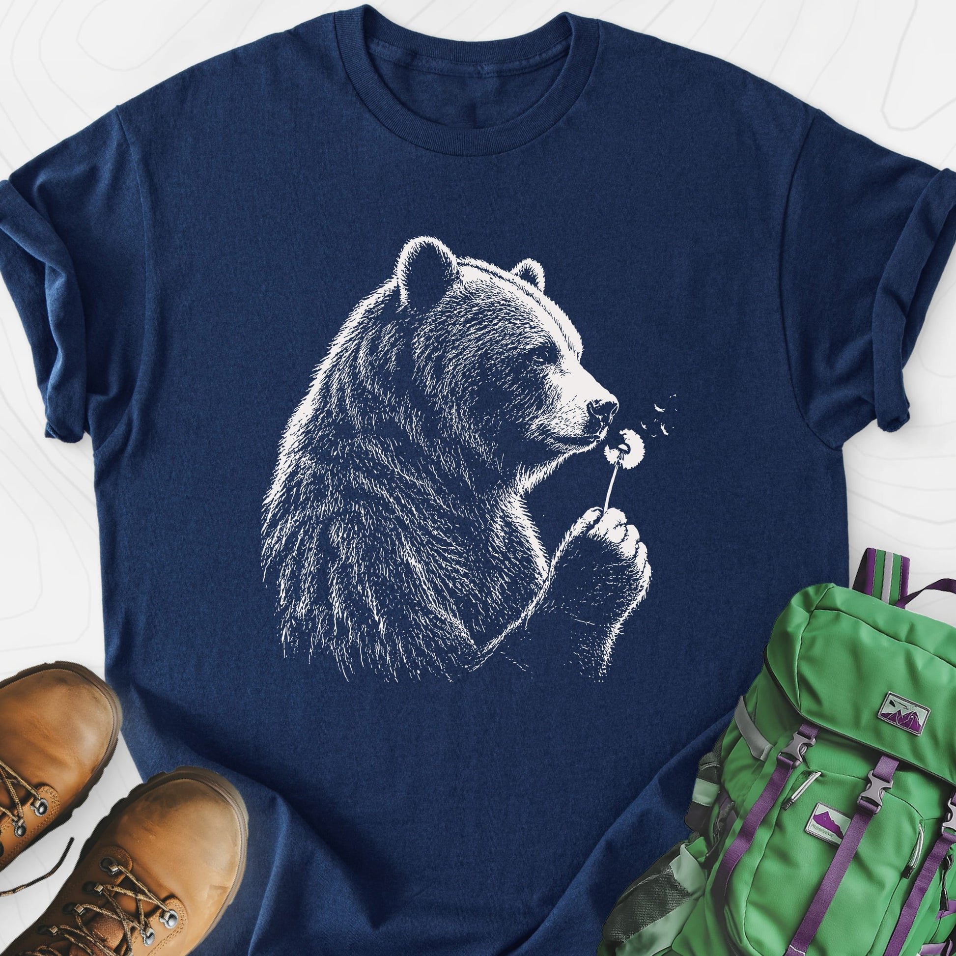 Bear Wish Navy front print lightweight T-shirt