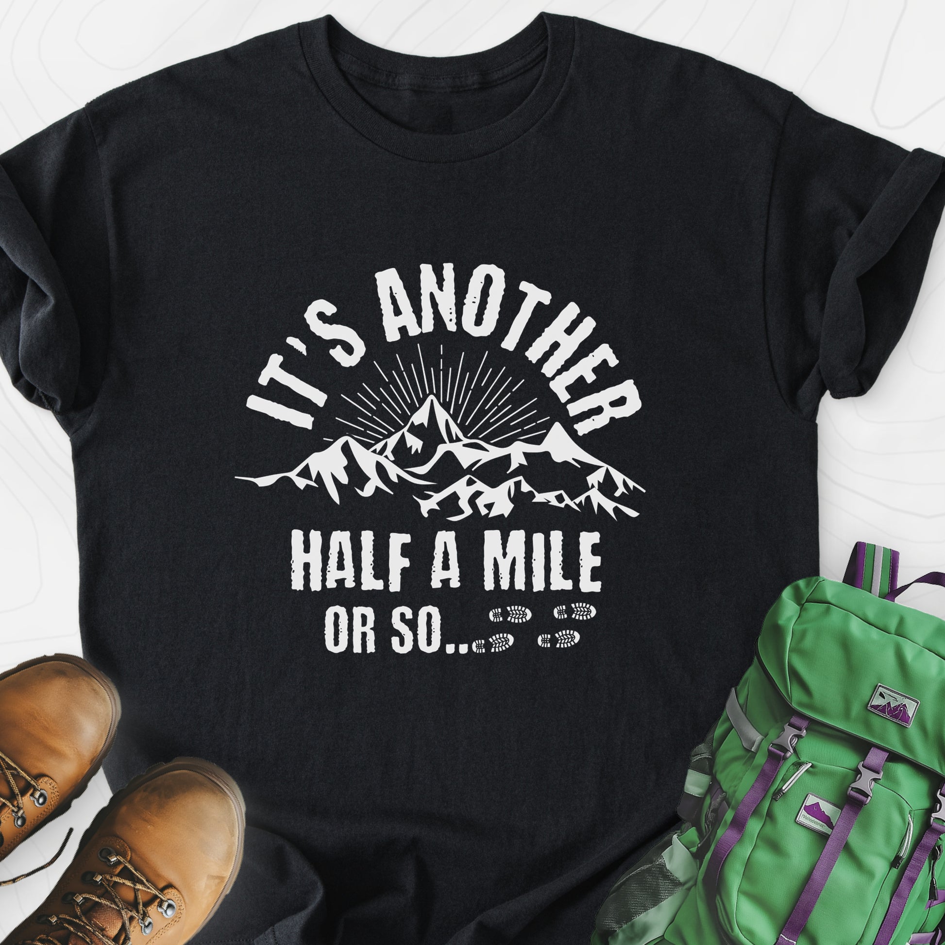 It's Another Half Mile Black front print lightweight T-shirt