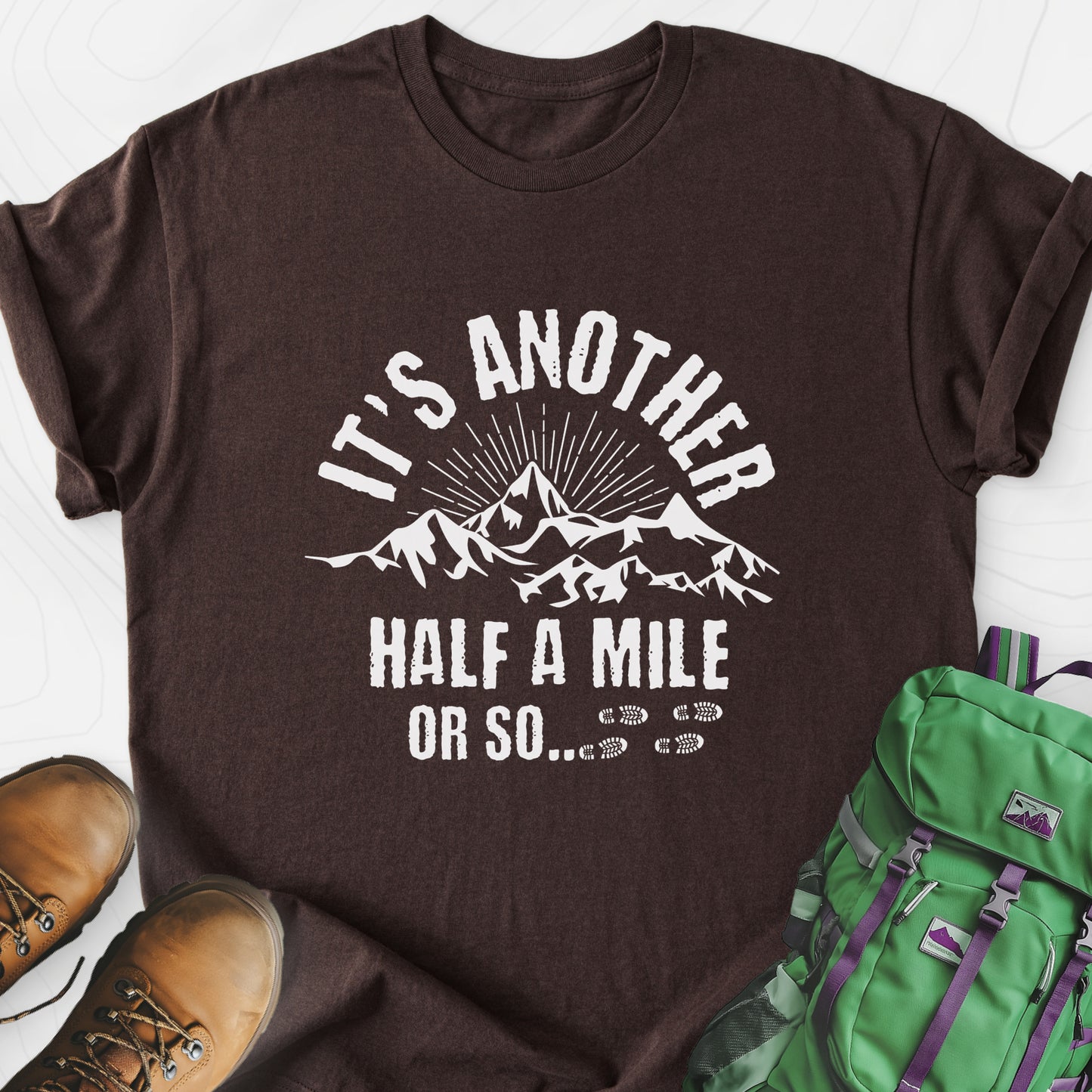 It's Another Half Mile Dark Chocolate front print lightweight T-shirt