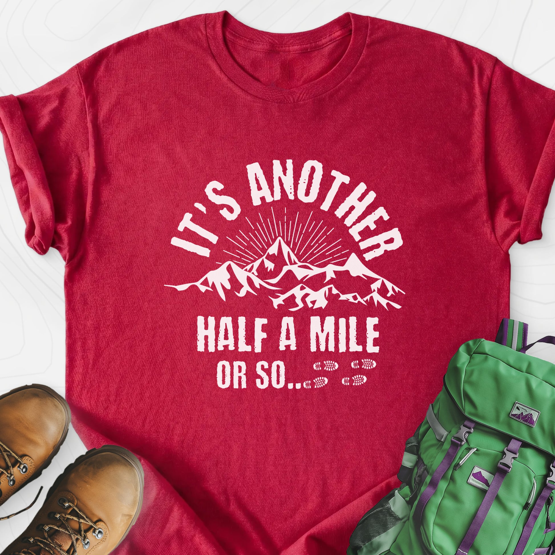 It's Another Half Mile Heather Red front print lightweight T-shirt