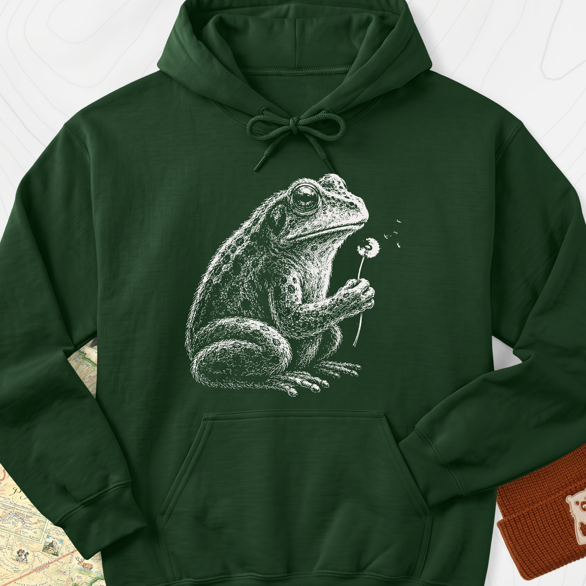Frog Wish Hoodie - Forest Green