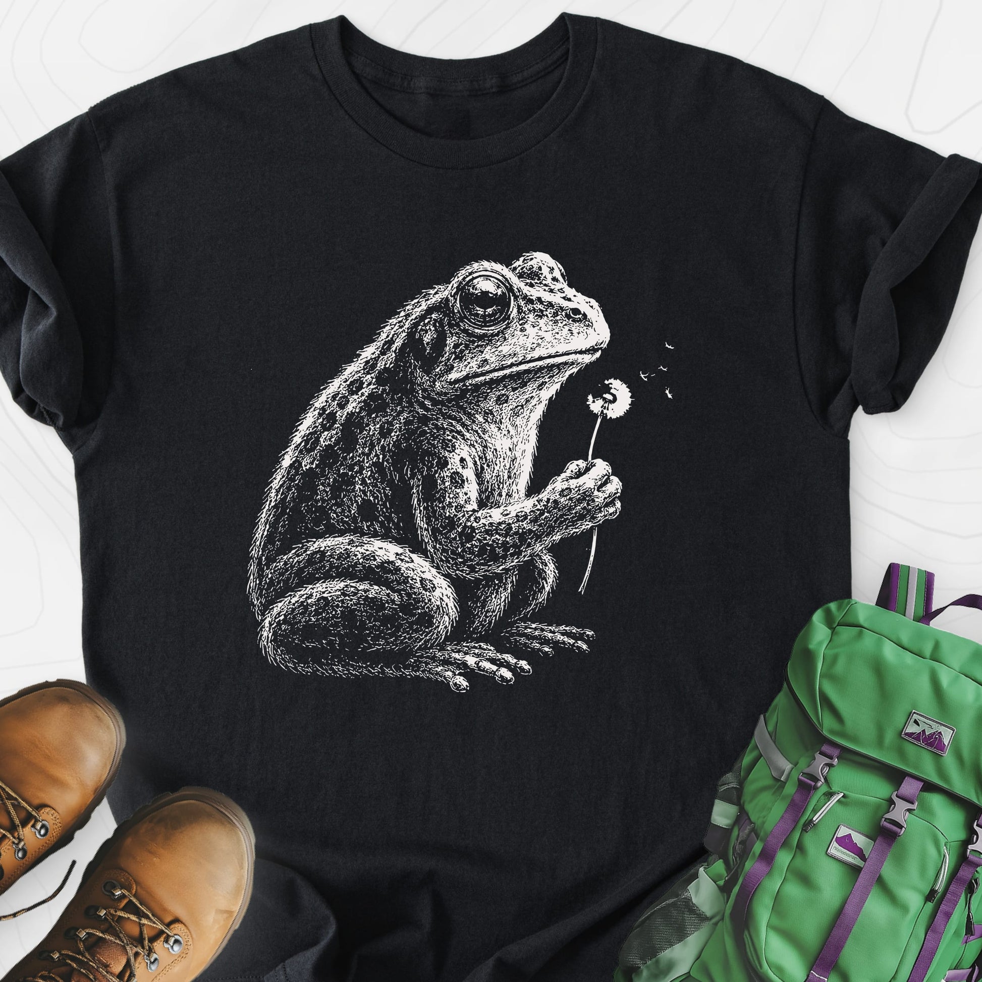 Frog Wish Black front print lightweight T-shirt