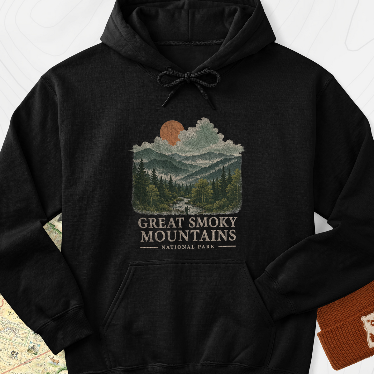 Smoky Mountain View Hoodie - Black