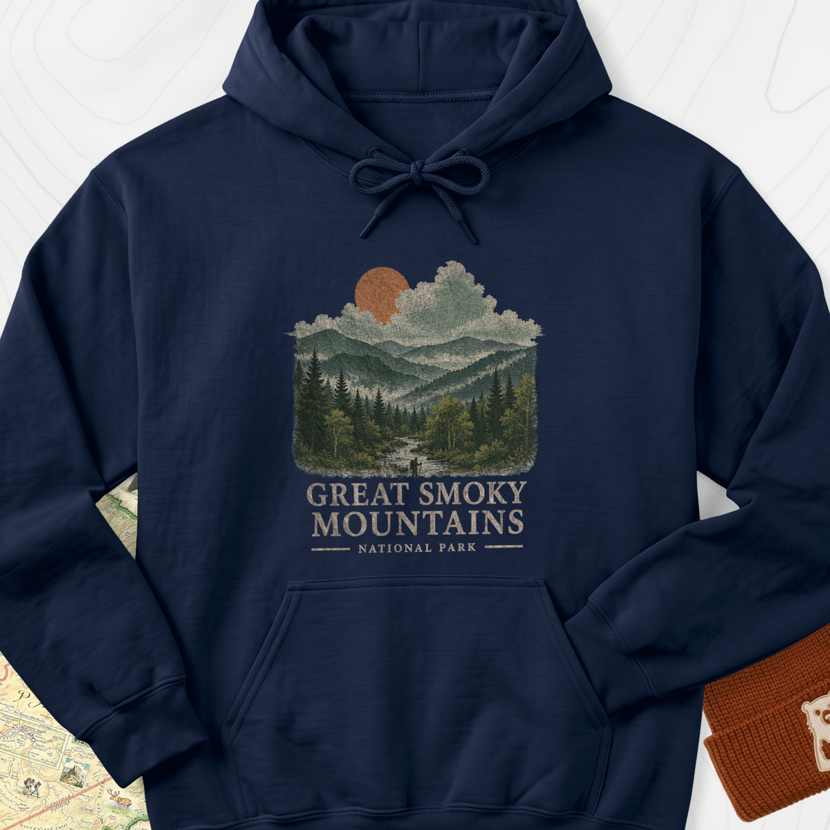 Smoky Mountain View Hoodie - Navy