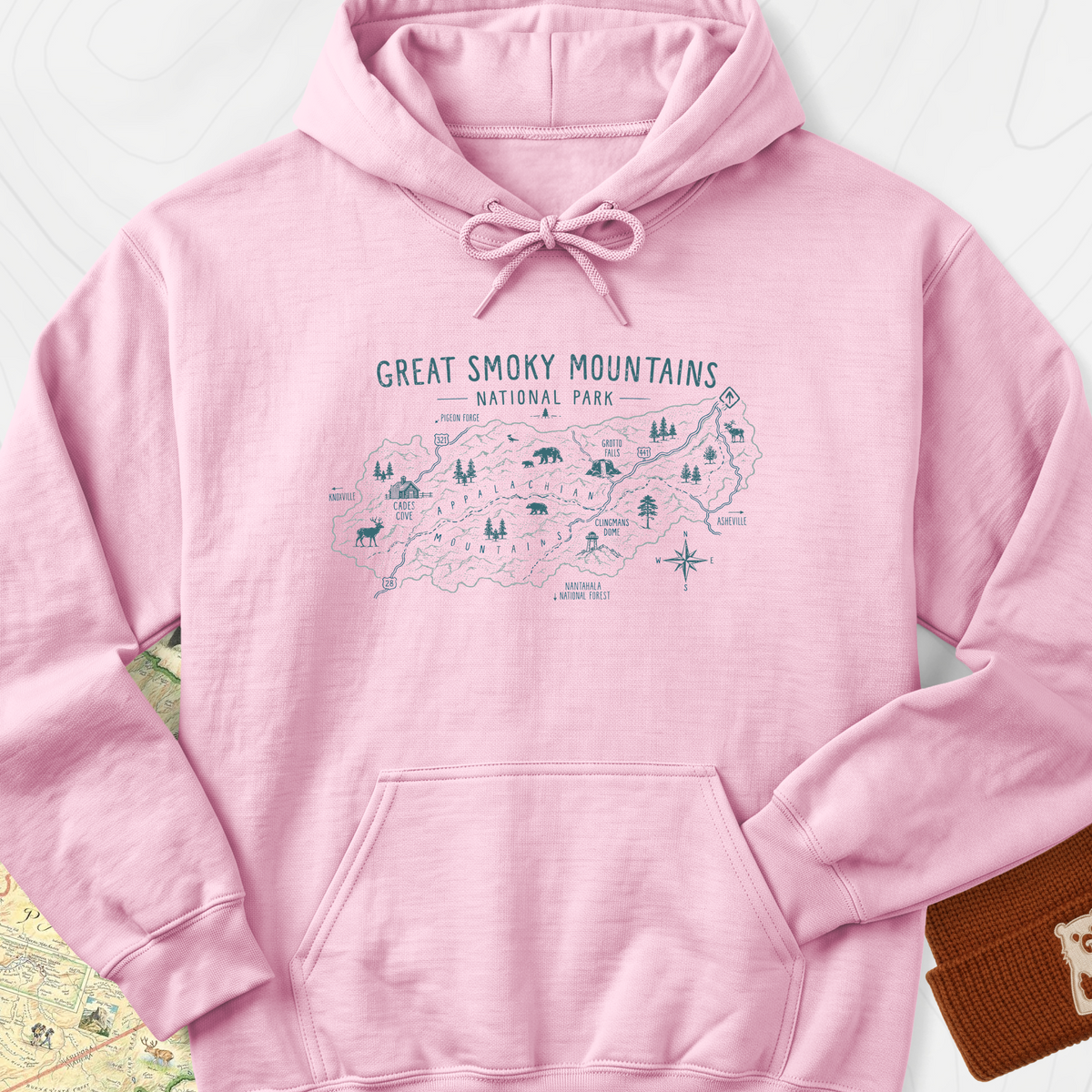 Smoky Mountains Explorer Hoodie - Light Pink