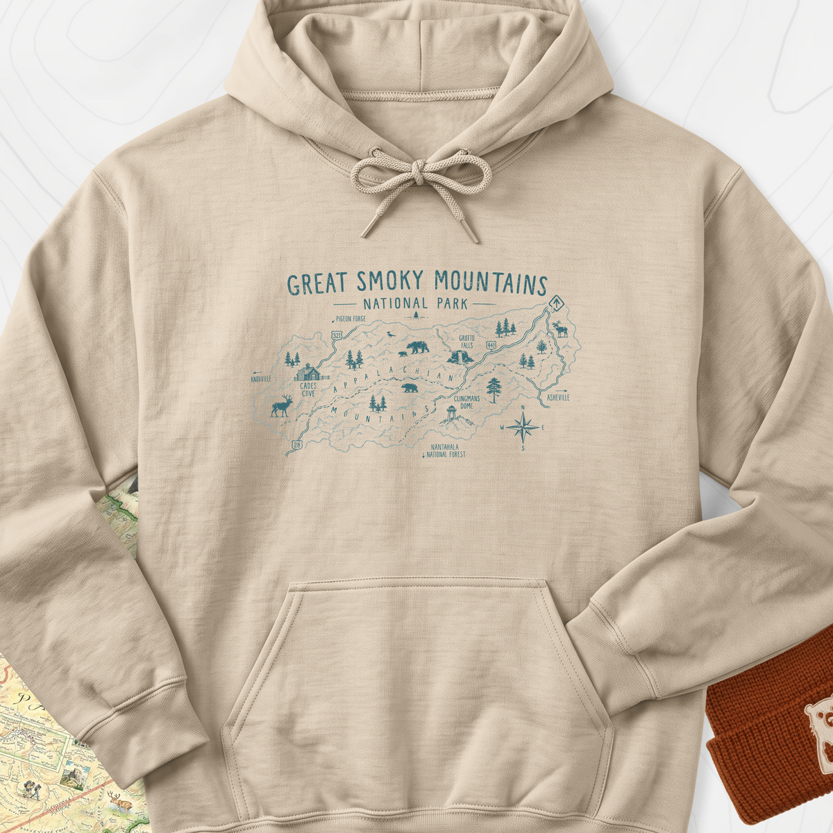Smoky Mountains Explorer Hoodie - Sand