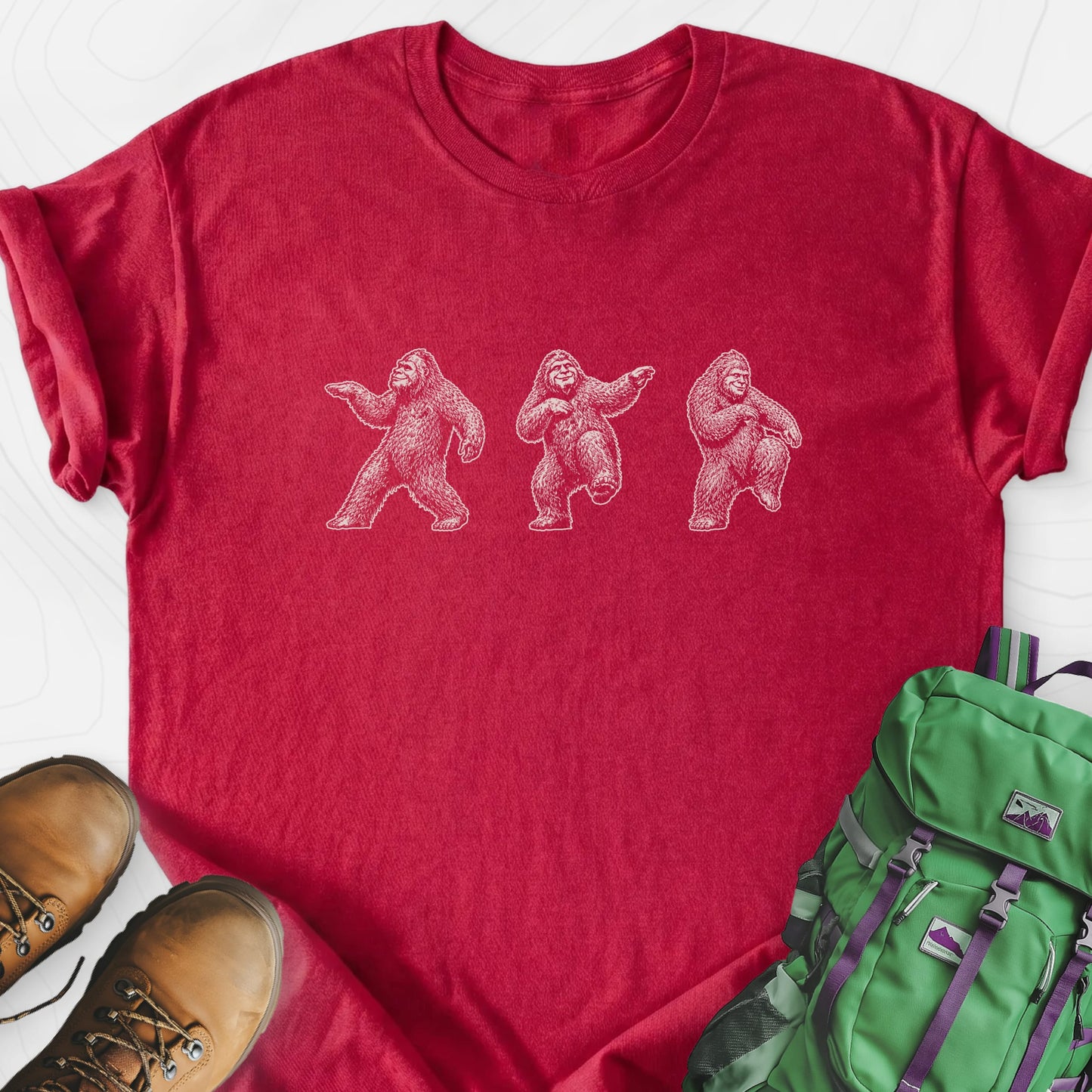 Bigfoot Dance Heather Red front print lightweight T-shirt