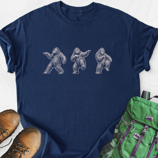 Bigfoot Dance Navy front print lightweight T-shirt