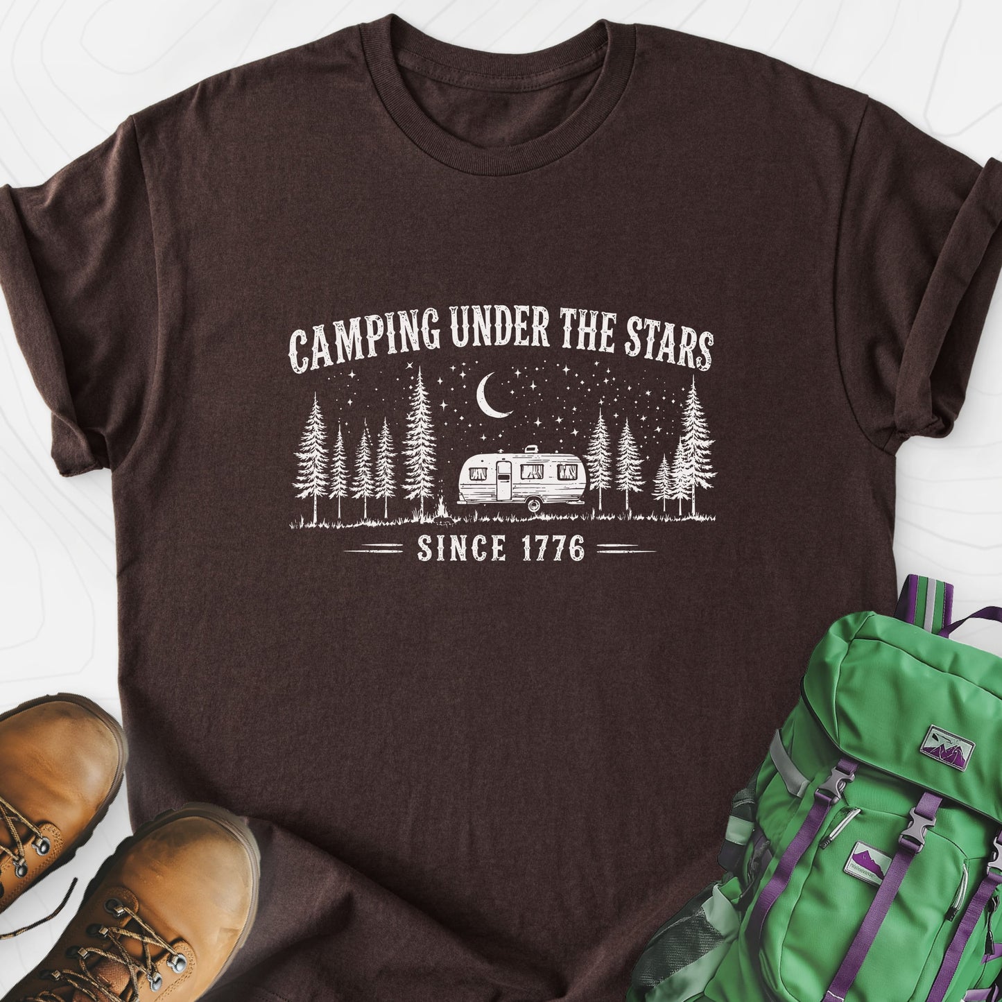 Under the Stars Dark Chocolate front print lightweight T-shirt