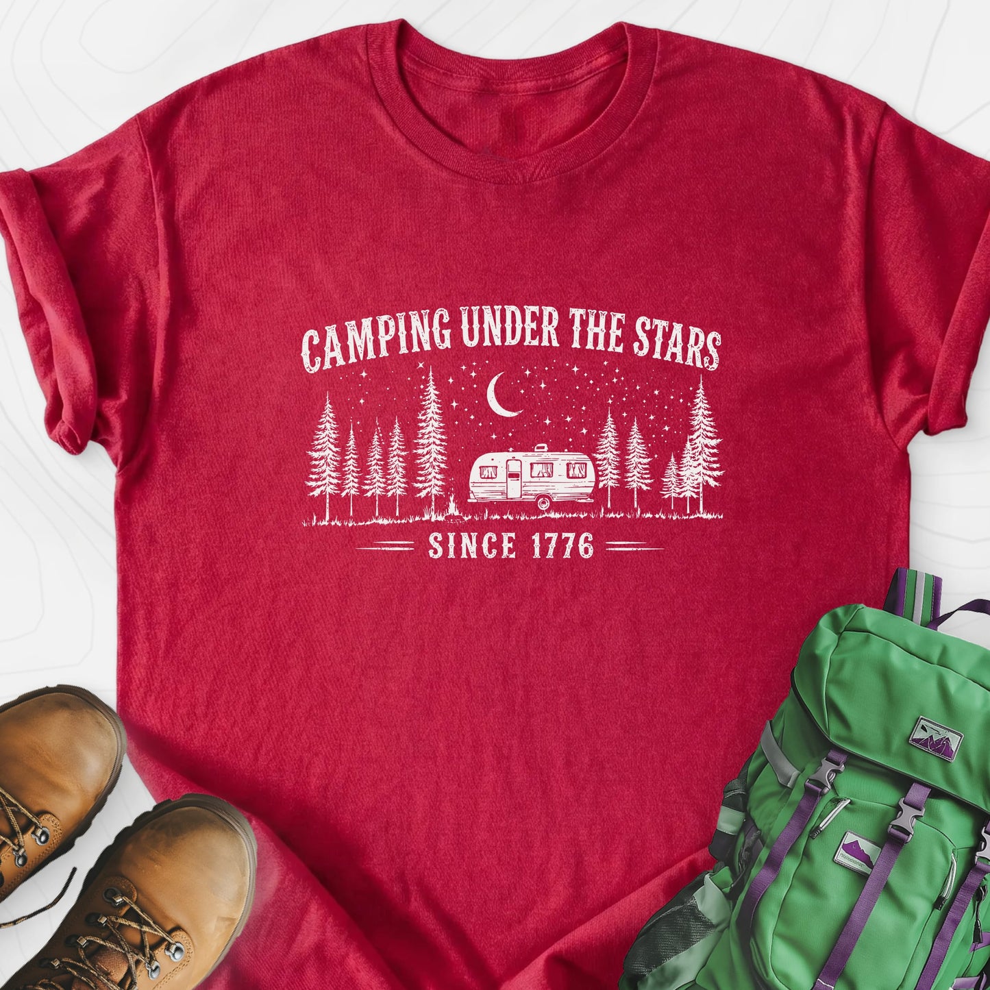 Under the Stars Heather Red front print lightweight T-shirt
