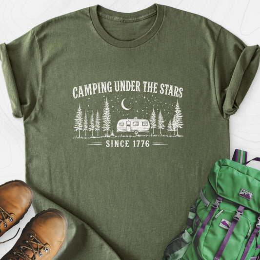 Under the Stars Military Green front print lightweight T-shirt