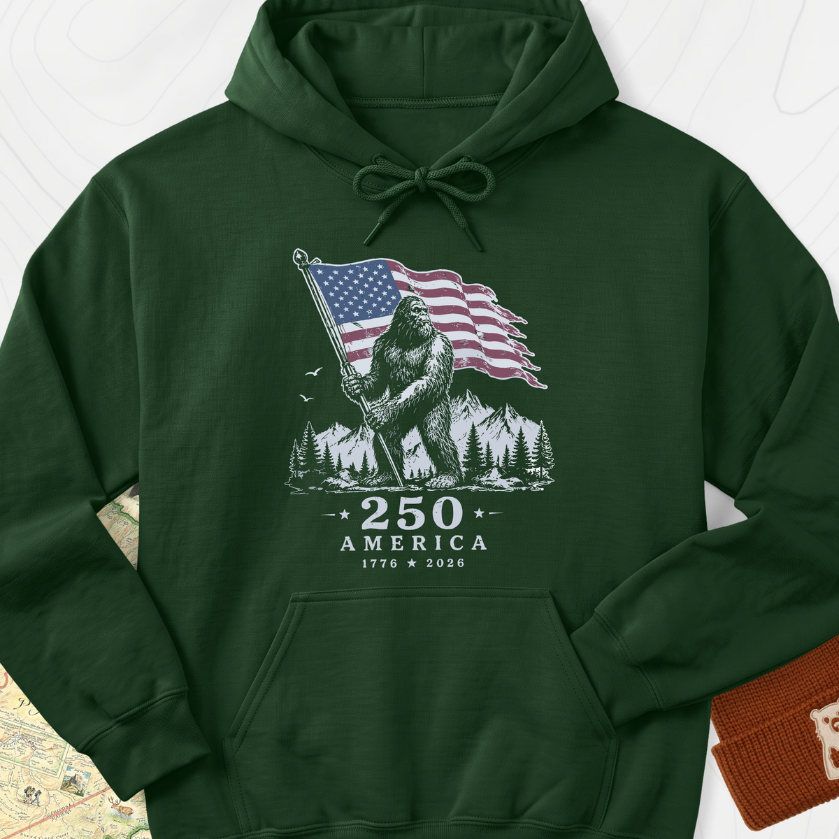 Bigfoot Patriot Hoodie - Forest Green