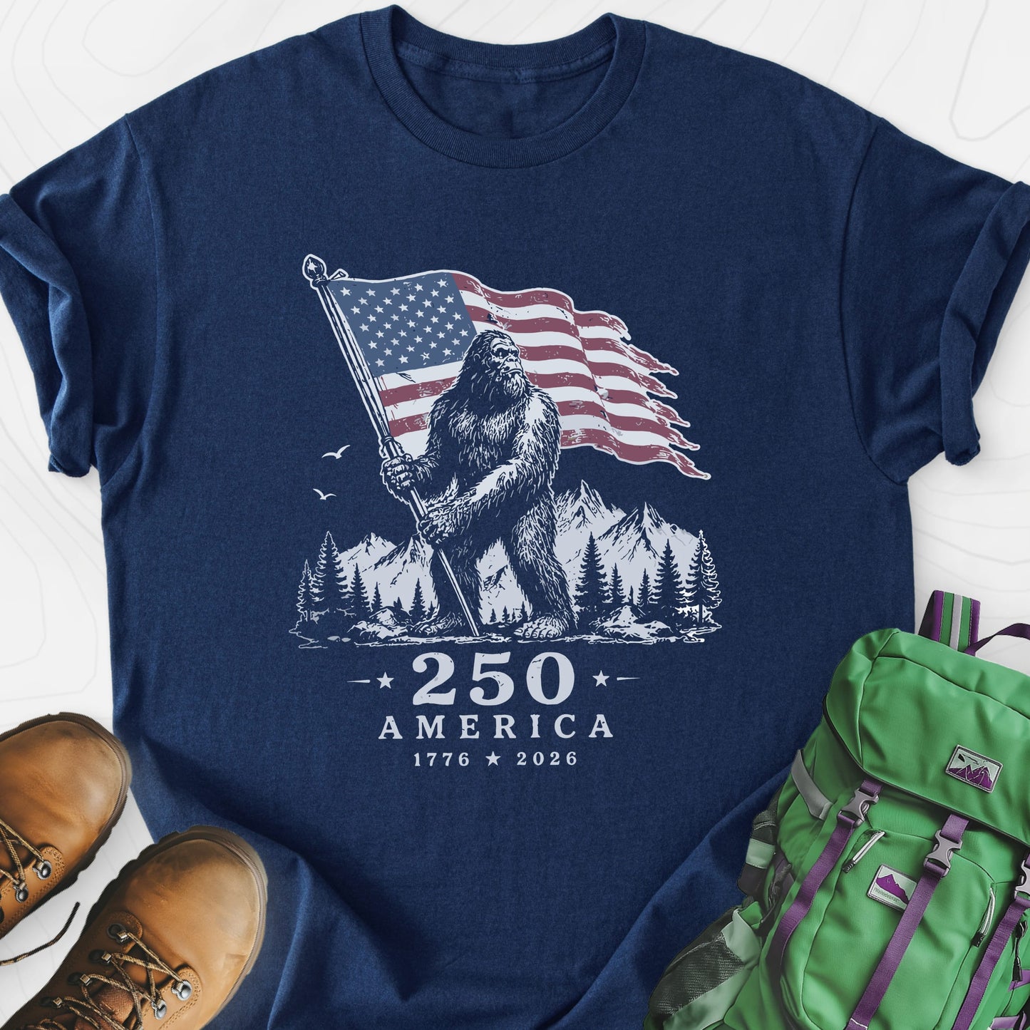 Bigfoot Patriot Navy front print lightweight T-shirt