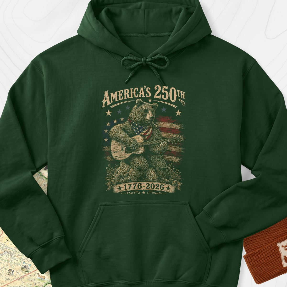 America’s 250th Bear Hoodie - Forest Green