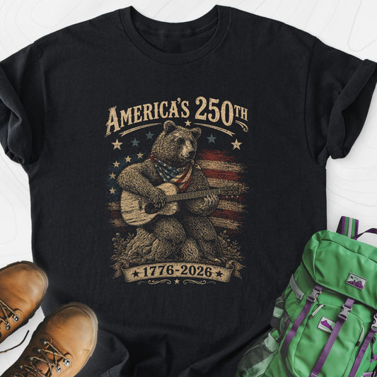 America’s 250th Bear Black front print lightweight T-shirt