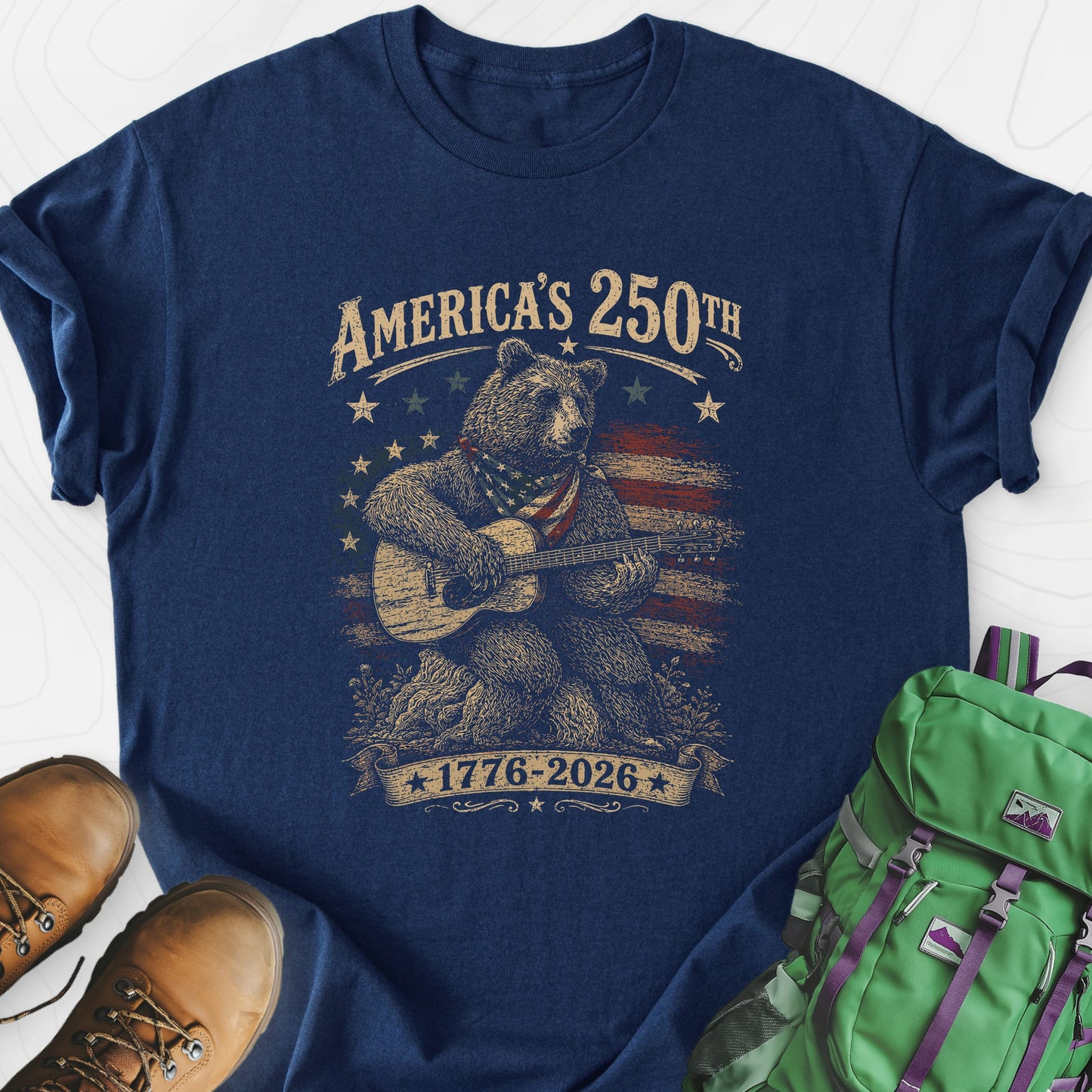 America’s 250th Bear Navy front print lightweight T-shirt