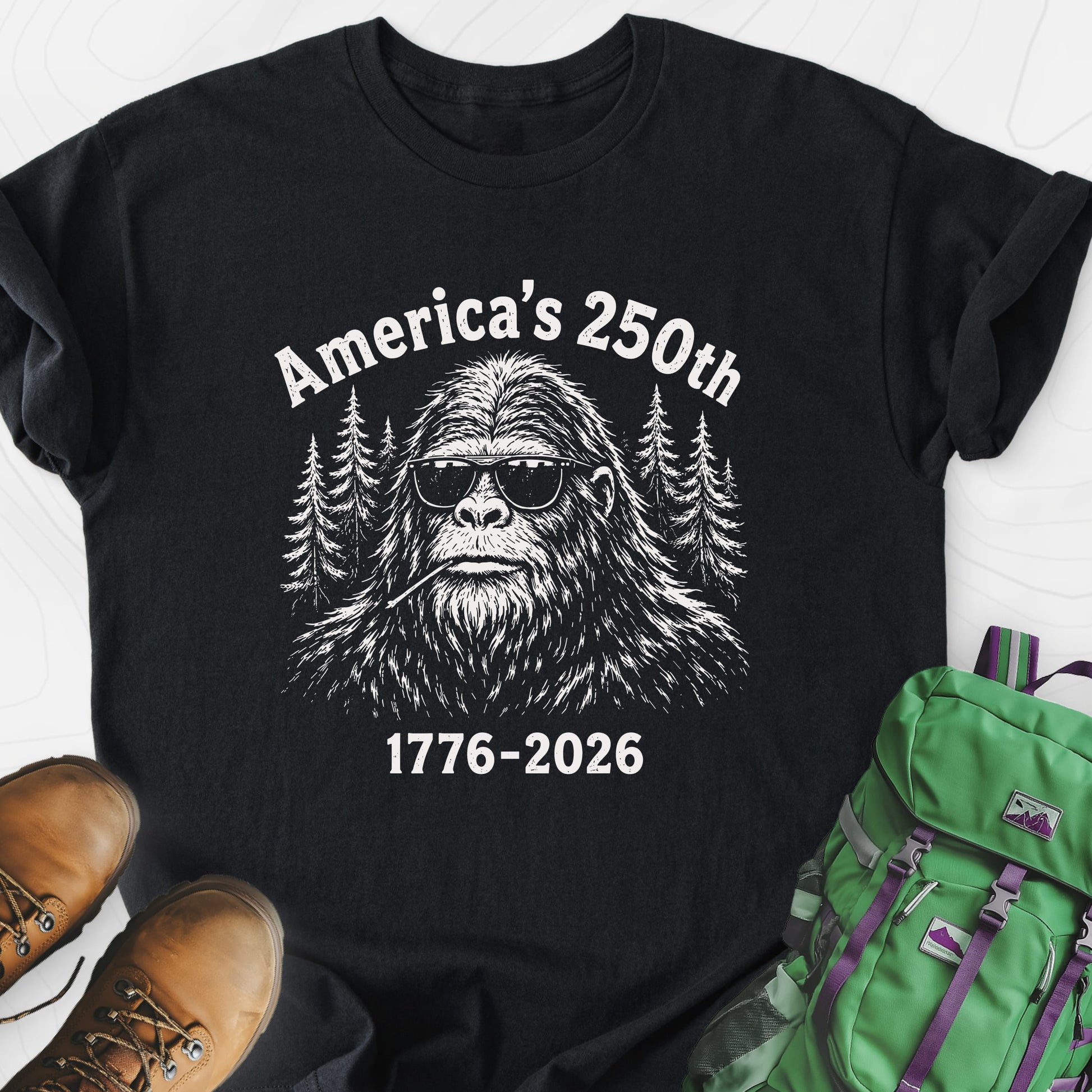 Bigfoot Liberty Shades Black front print lightweight T-shirt