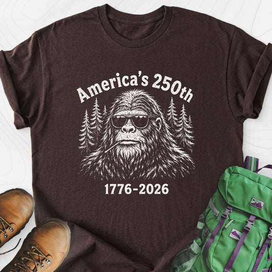 Bigfoot Liberty Shades Dark Chocolate front print lightweight T-shirt