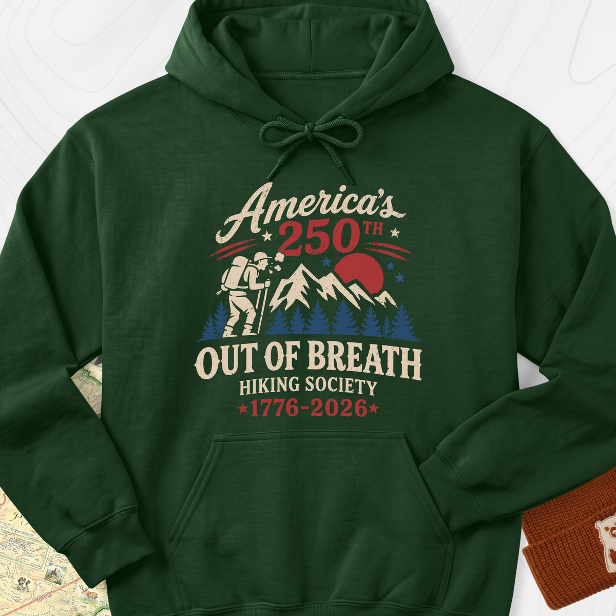 Out of Breath 250th Hoodie - Forest Green