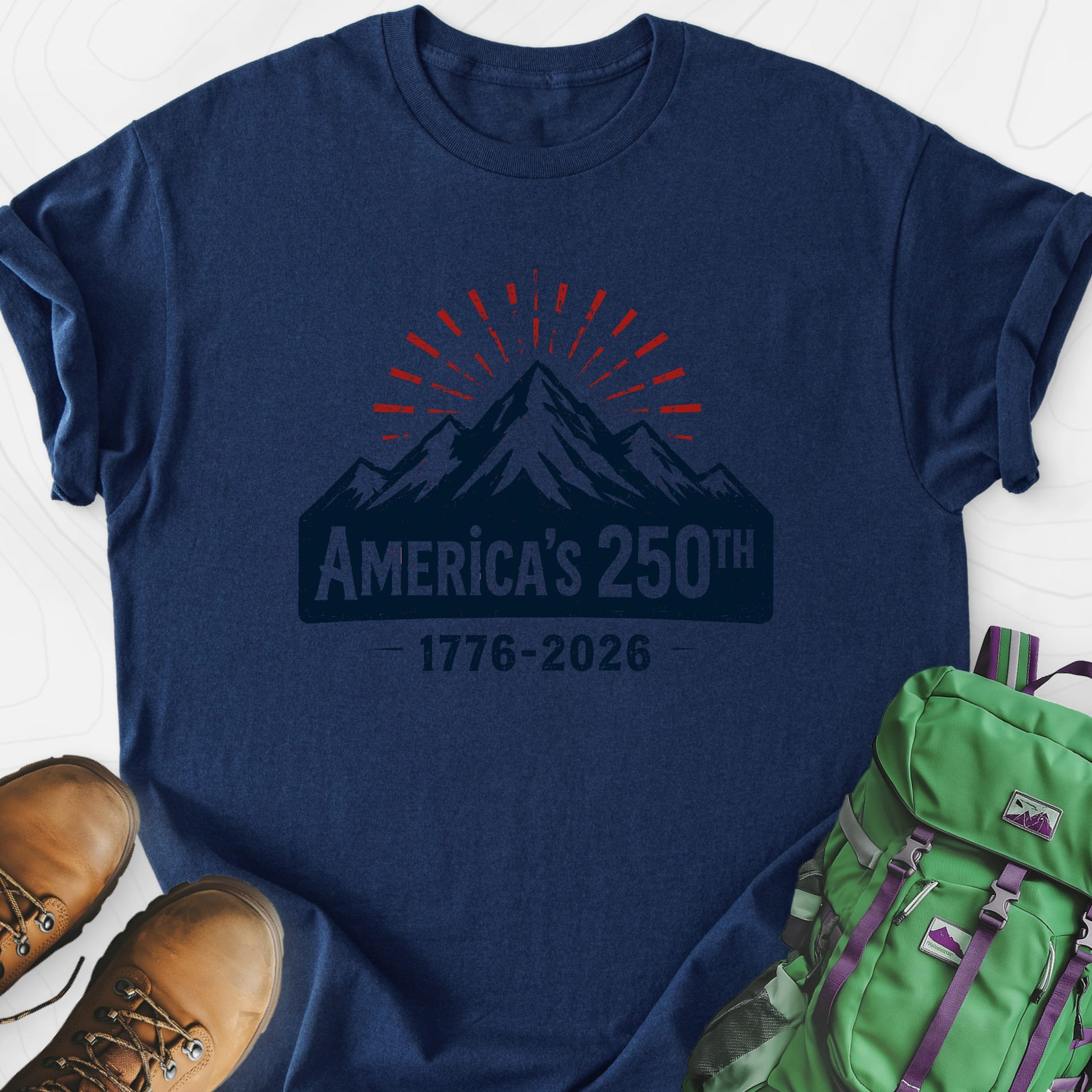 Mountain 250th Navy front print lightweight T-shirt