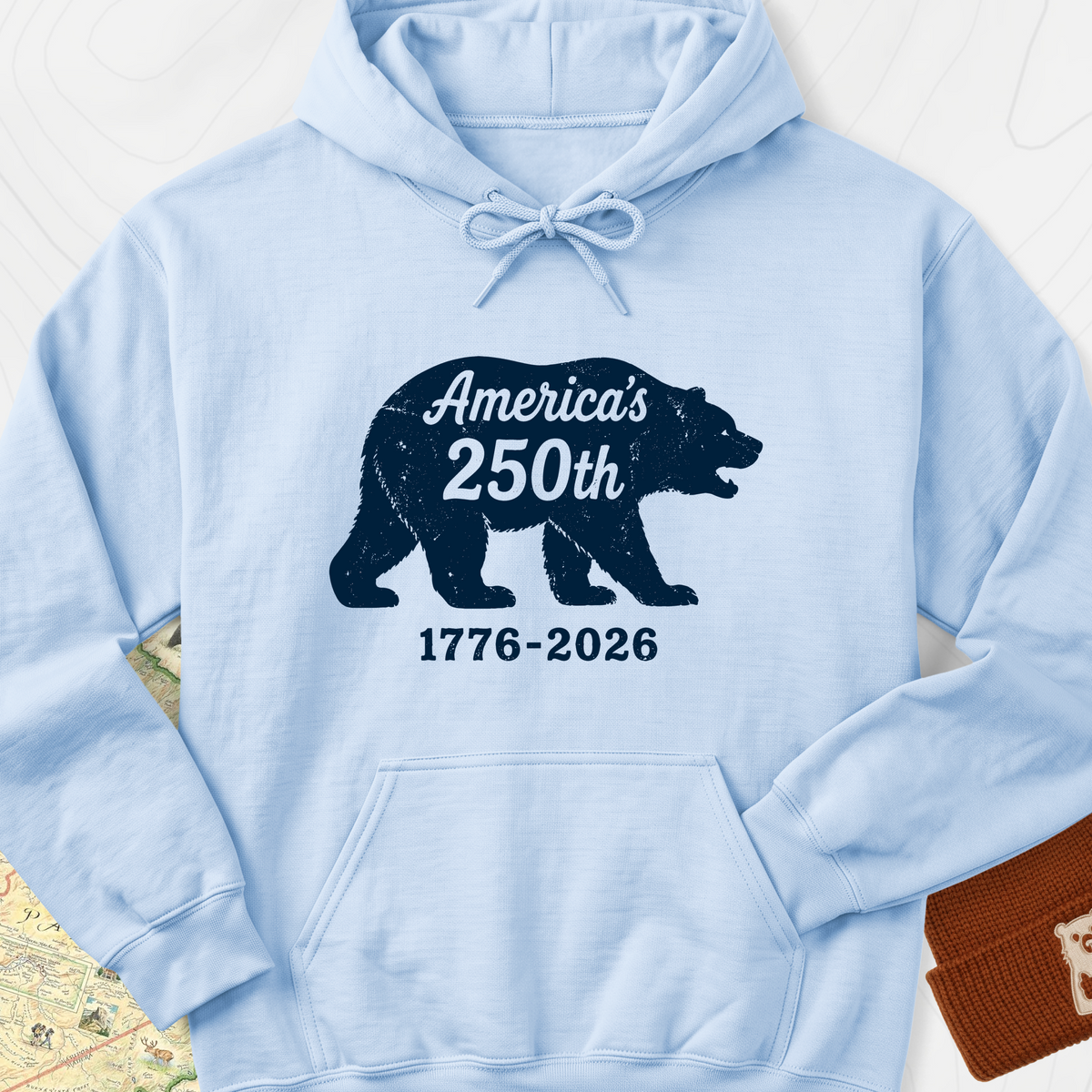 250th Bear Badge Hoodie - Light Blue