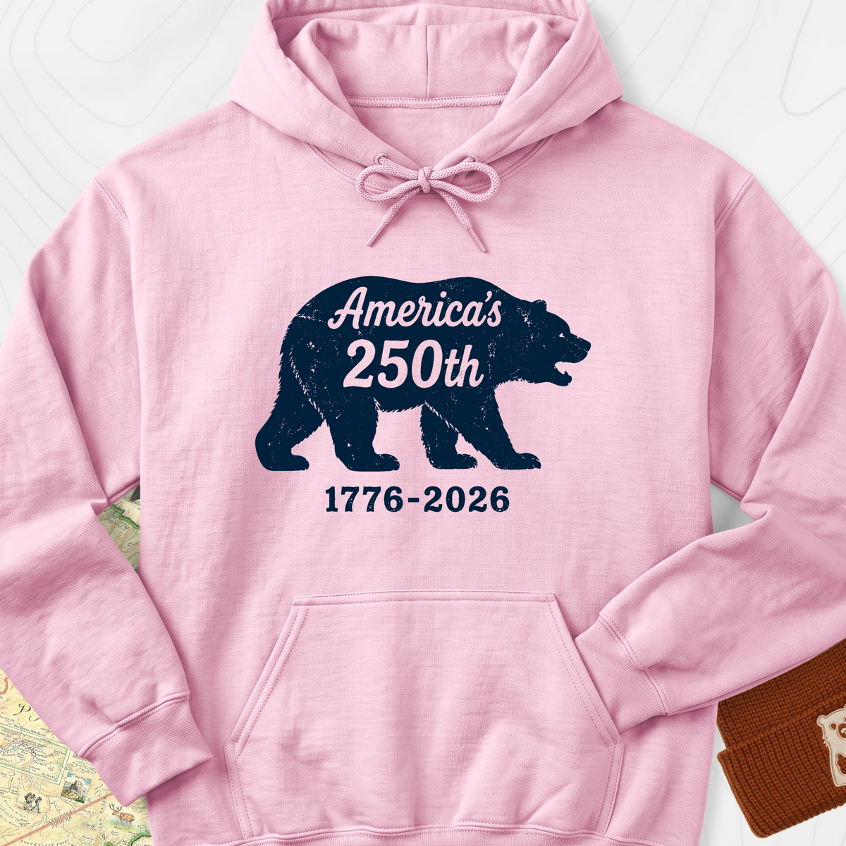 250th Bear Badge Hoodie - Light Pink