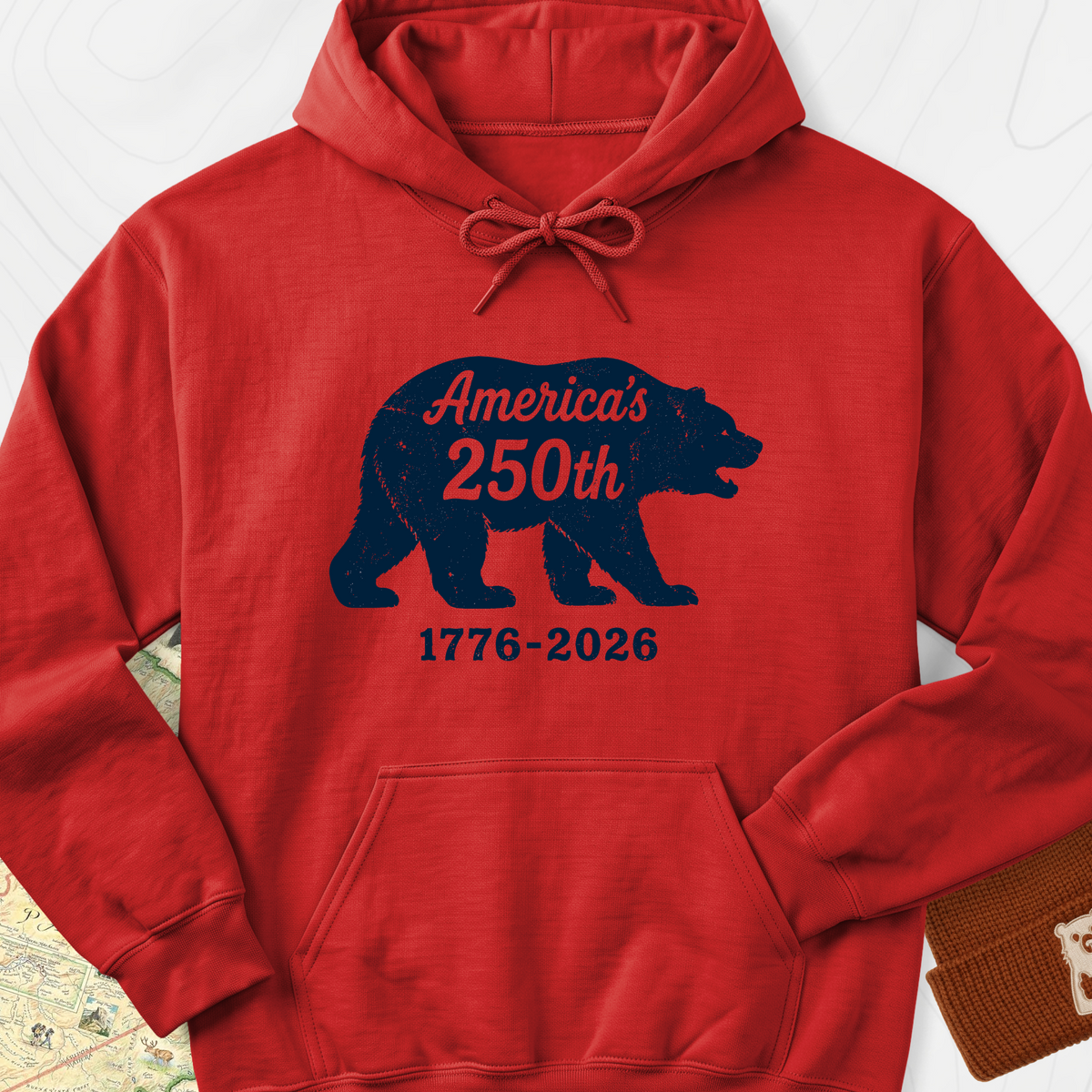 250th Bear Badge Hoodie - Red