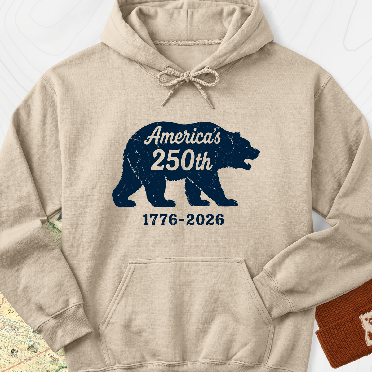 250th Bear Badge Hoodie - Sand