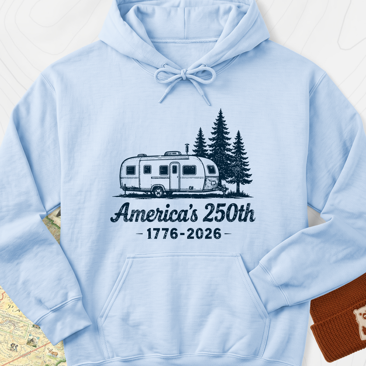 250th Camper Badge Hoodie - Light Blue