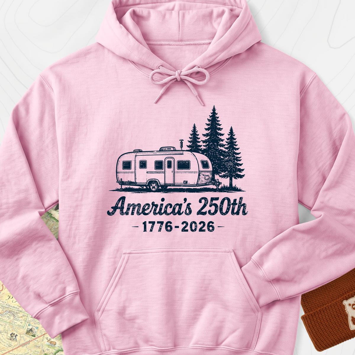 250th Camper Badge Hoodie - Light Pink