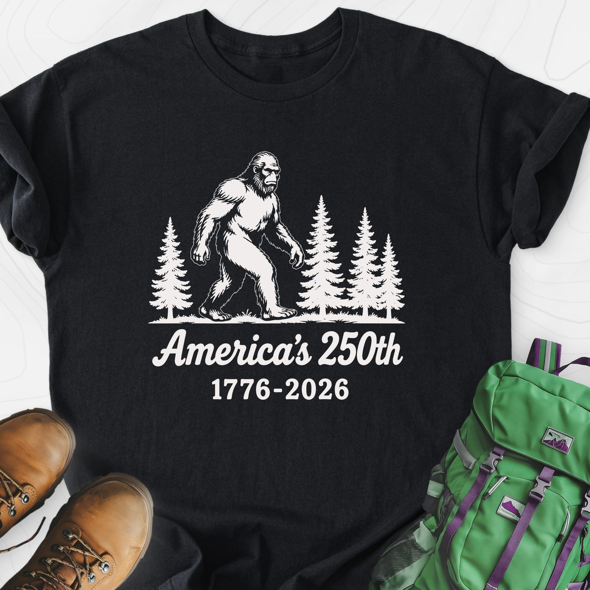 Bigfoot 250th Black front print lightweight T-shirt