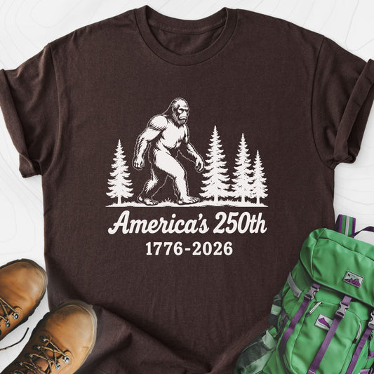 Bigfoot 250th Dark Chocolate front print lightweight T-shirt