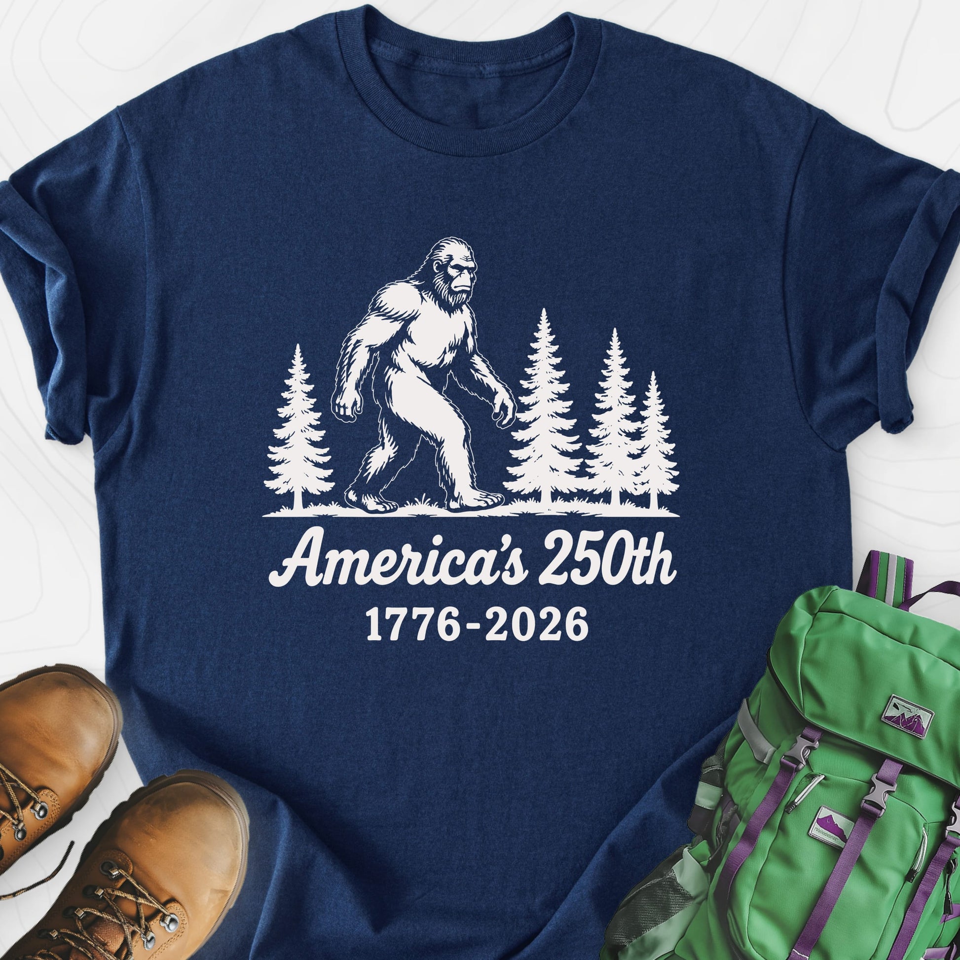 Bigfoot 250th Navy front print lightweight T-shirt