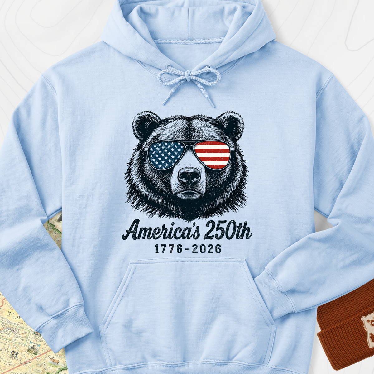 250th Bear Shades Hoodie - Light Blue