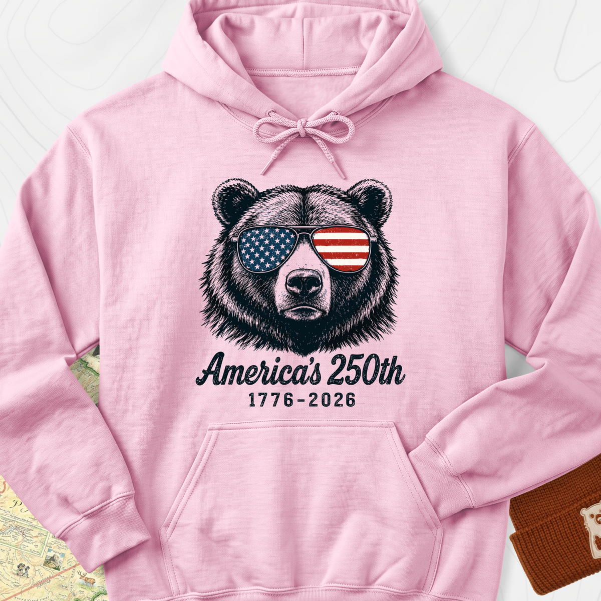 250th Bear Shades Hoodie - Light Pink