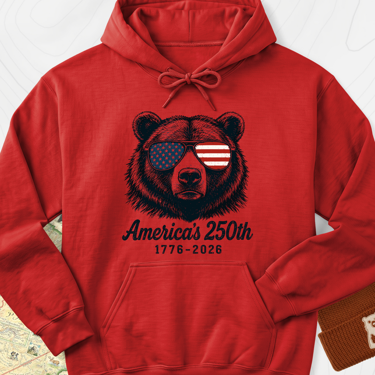 250th Bear Shades Hoodie - Red
