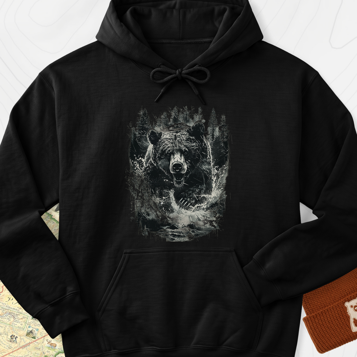 Angry Bear Hoodie - Black