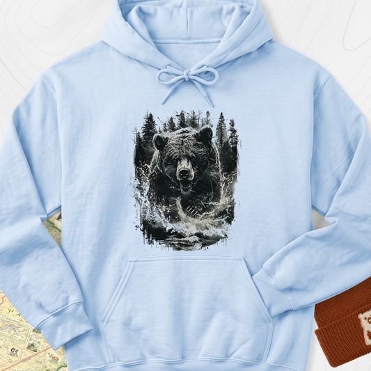 Angry Bear Hoodie - Light Blue