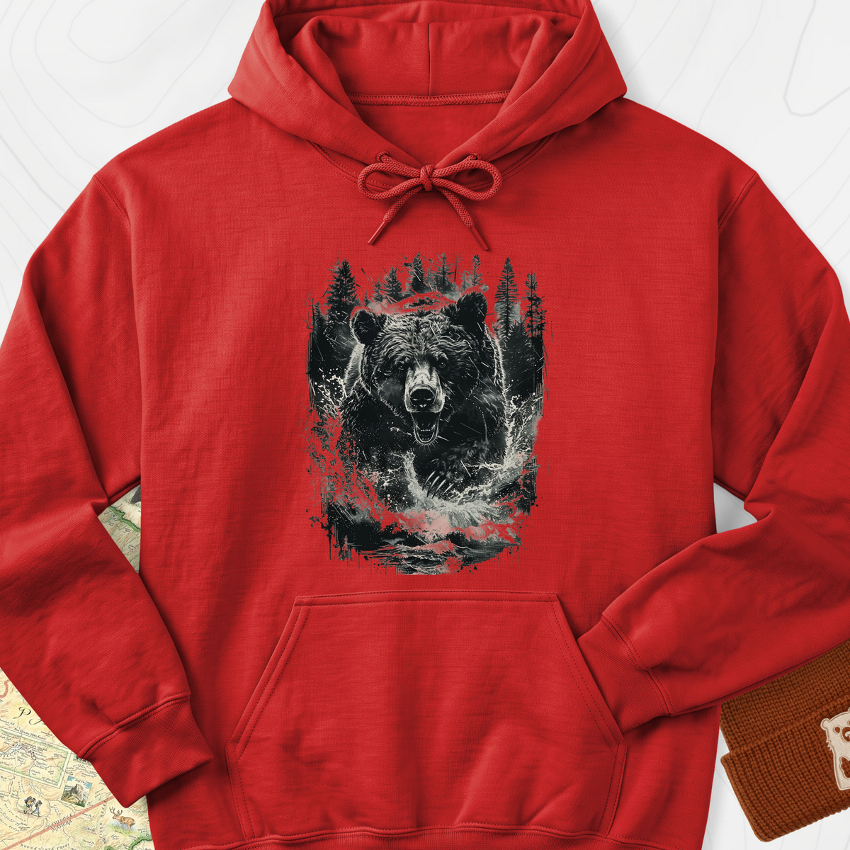 Angry Bear Hoodie - Red