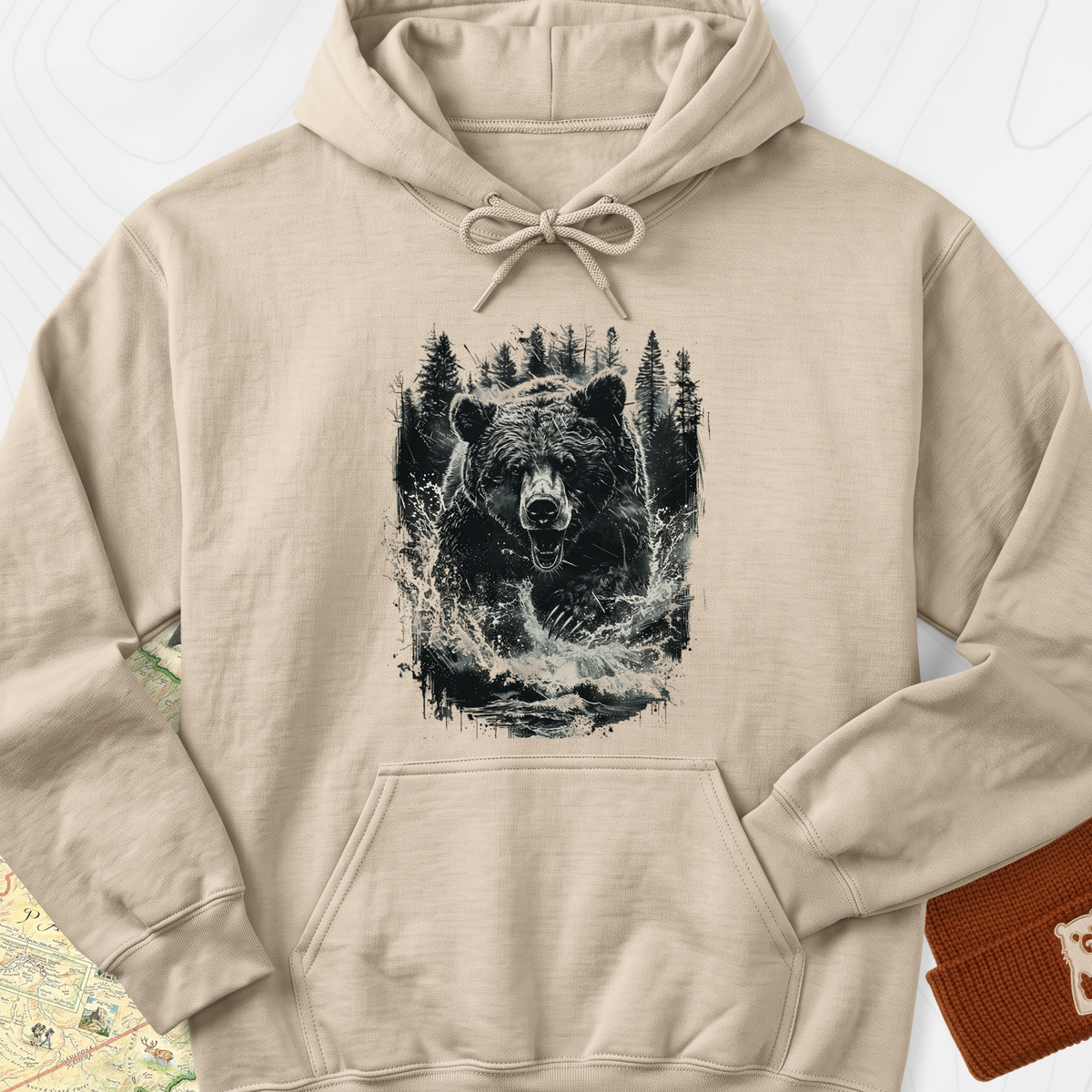 Angry Bear Hoodie - Sand