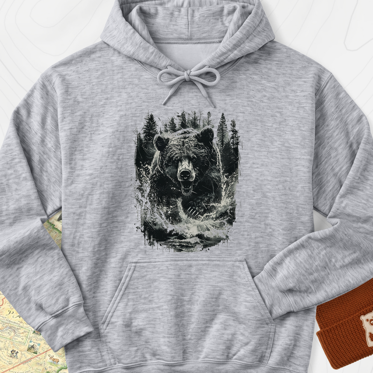 Angry Bear Hoodie - Sport Grey