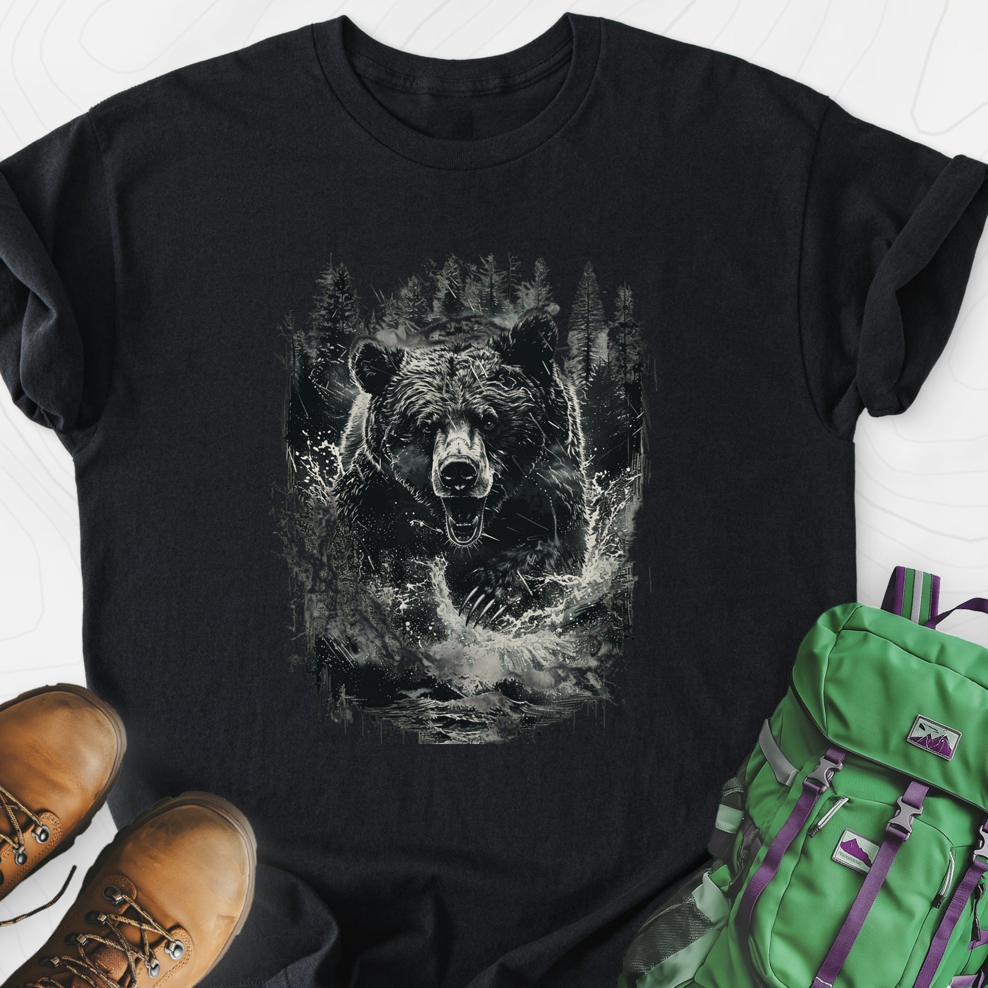 Angry Bear Black front print lightweight T-shirt
