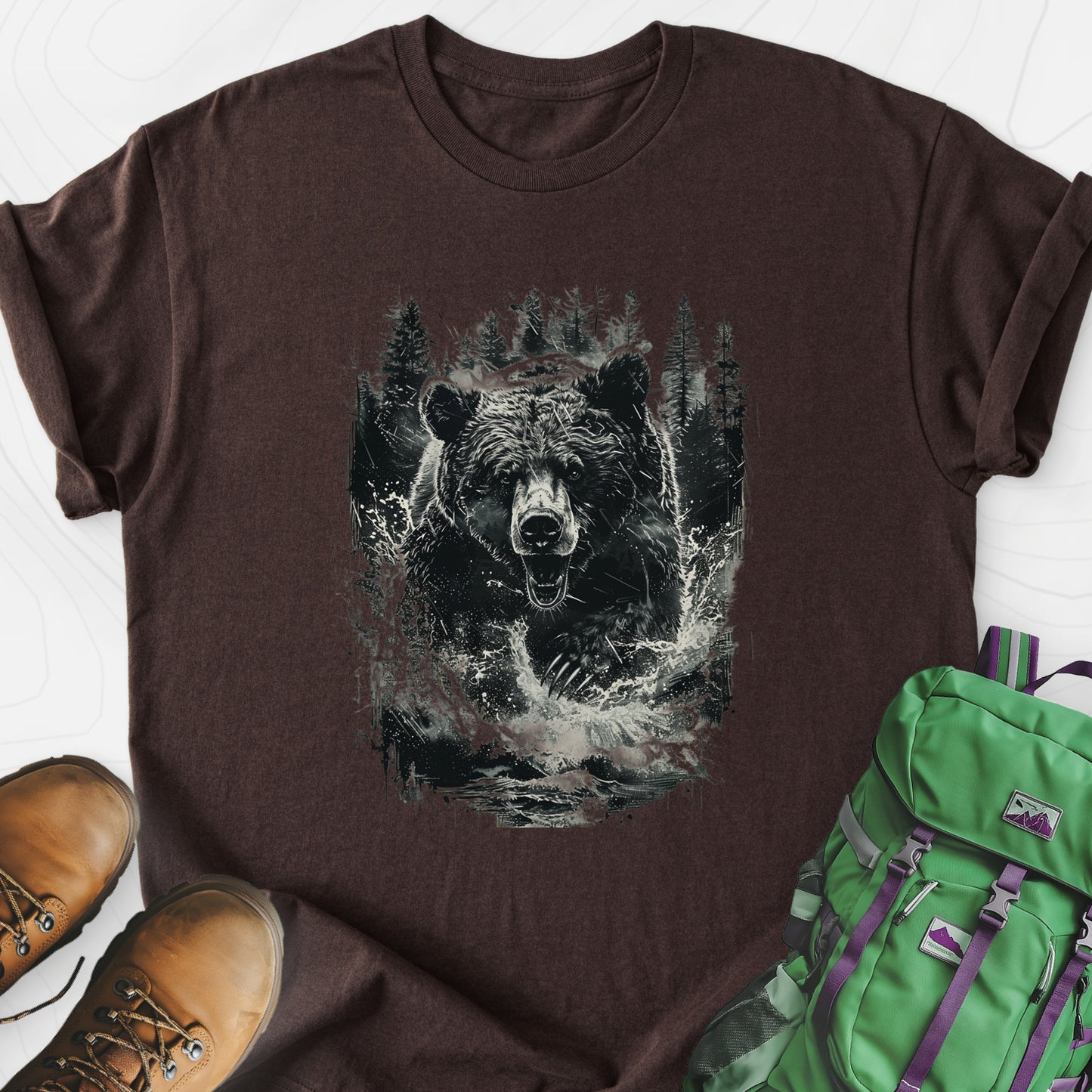 Angry Bear Dark Chocolate front print lightweight T-shirt