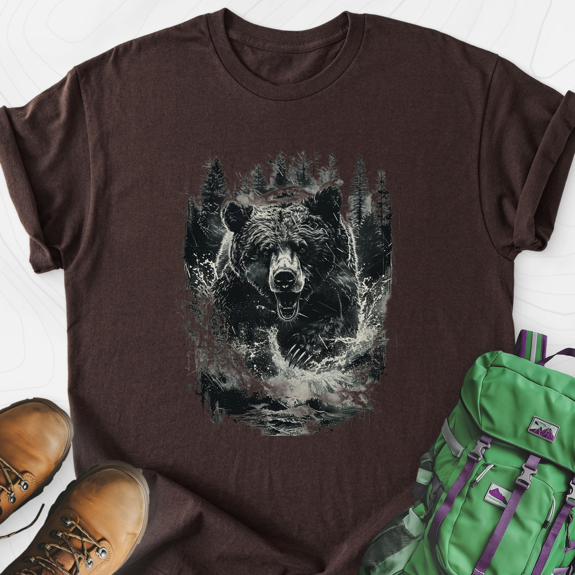 Angry Bear Dark Chocolate front print lightweight T-shirt